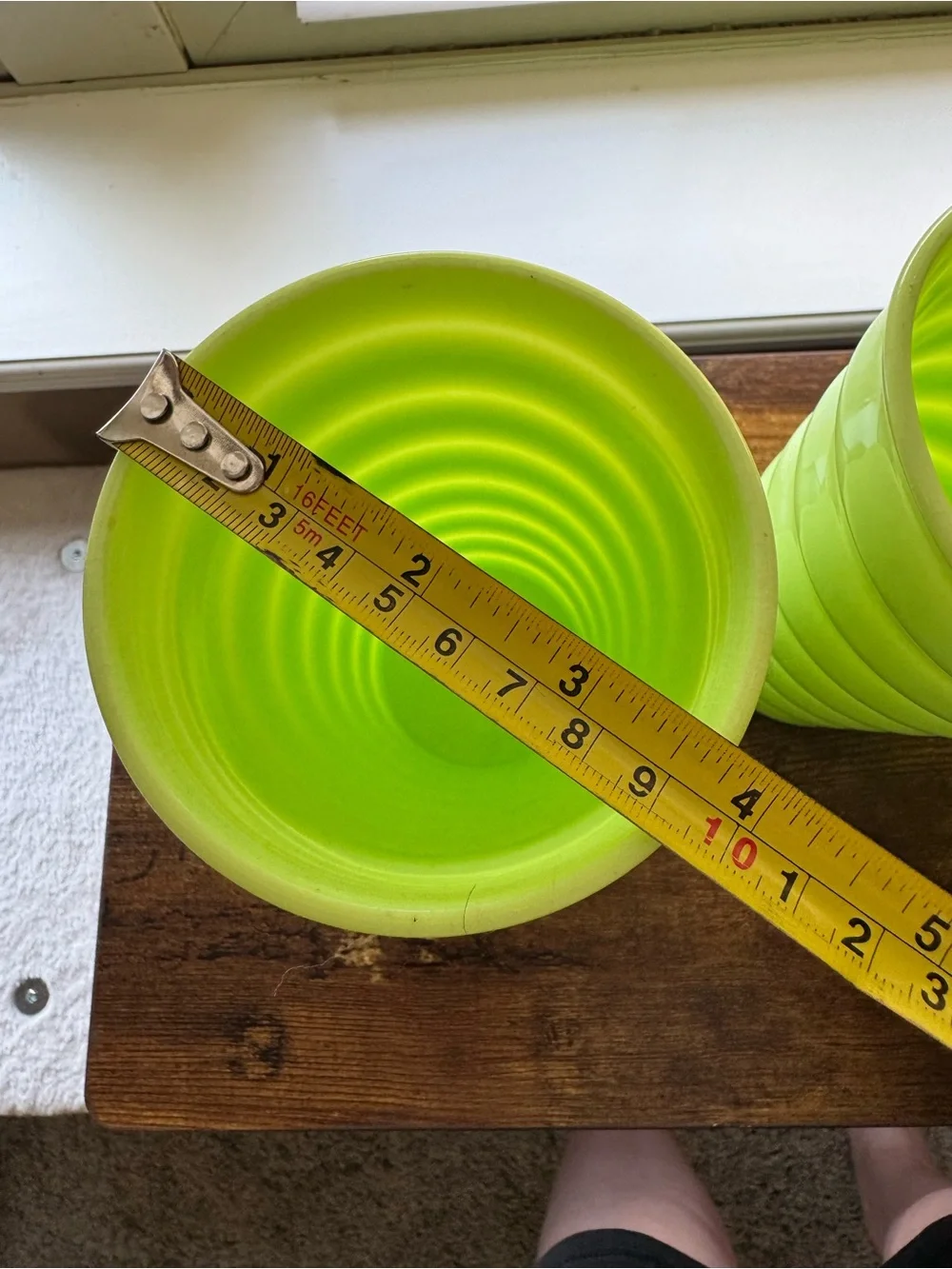 Set of 4 Vibrant Lime Green Wavy Ribbed Melamine Tumblers / Glasses